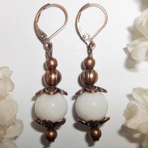 Bohemian Earring Set White and Copper NWT Boho Jewelry Gift Idea Woman Girl 5635